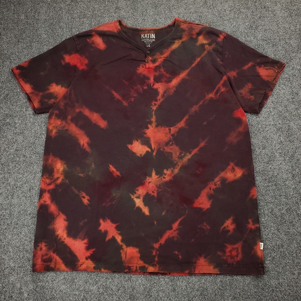 Katin Henley Shirt Mens Large Tie Dye Short Sleeve Tee Red Maroon